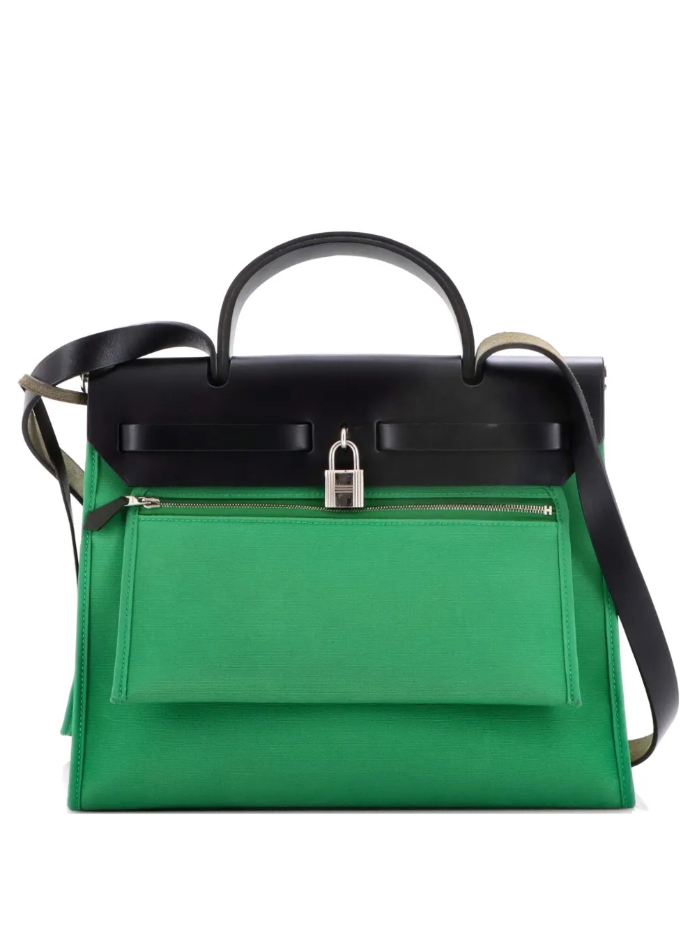 Hermès Pre-Owned Herbag Zip Leather and Toile 31 shoulder bag - Verde