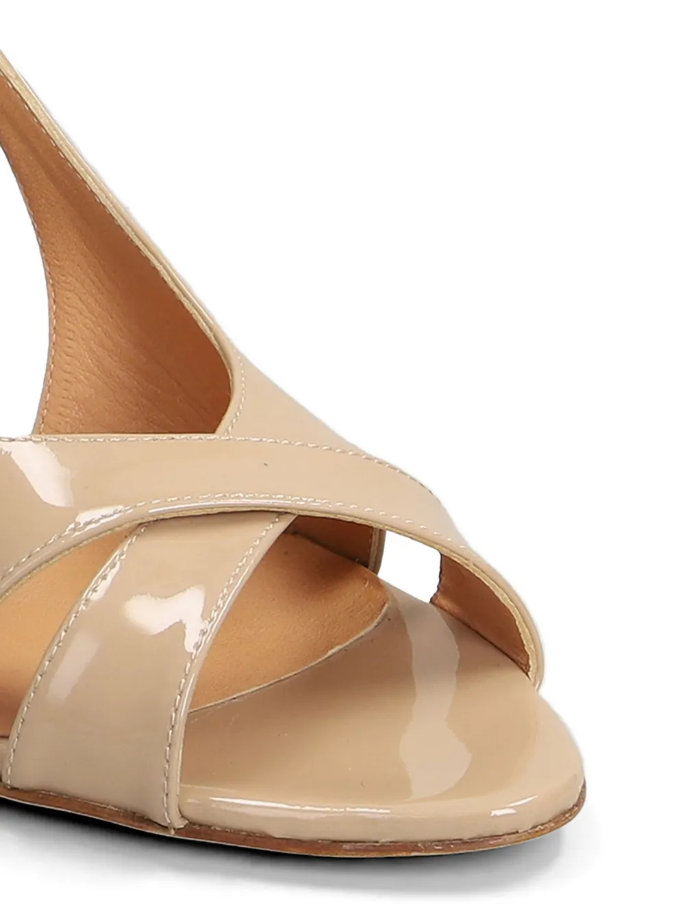 The Seller patent-finish crossover-strap sandals Beige