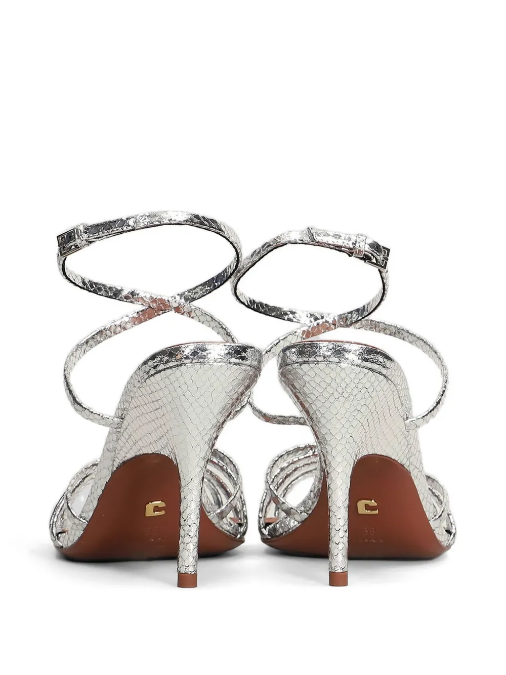 Lola Cruz Raquelle snakeskin-effect strappy sandals Zilver