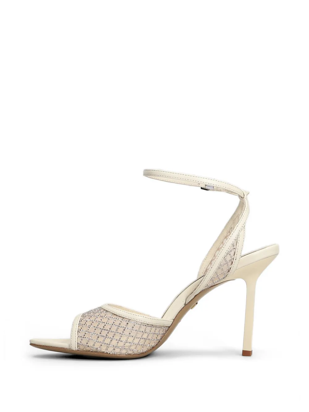 Lola Cruz crystal-embellished mesh sandals Beige
