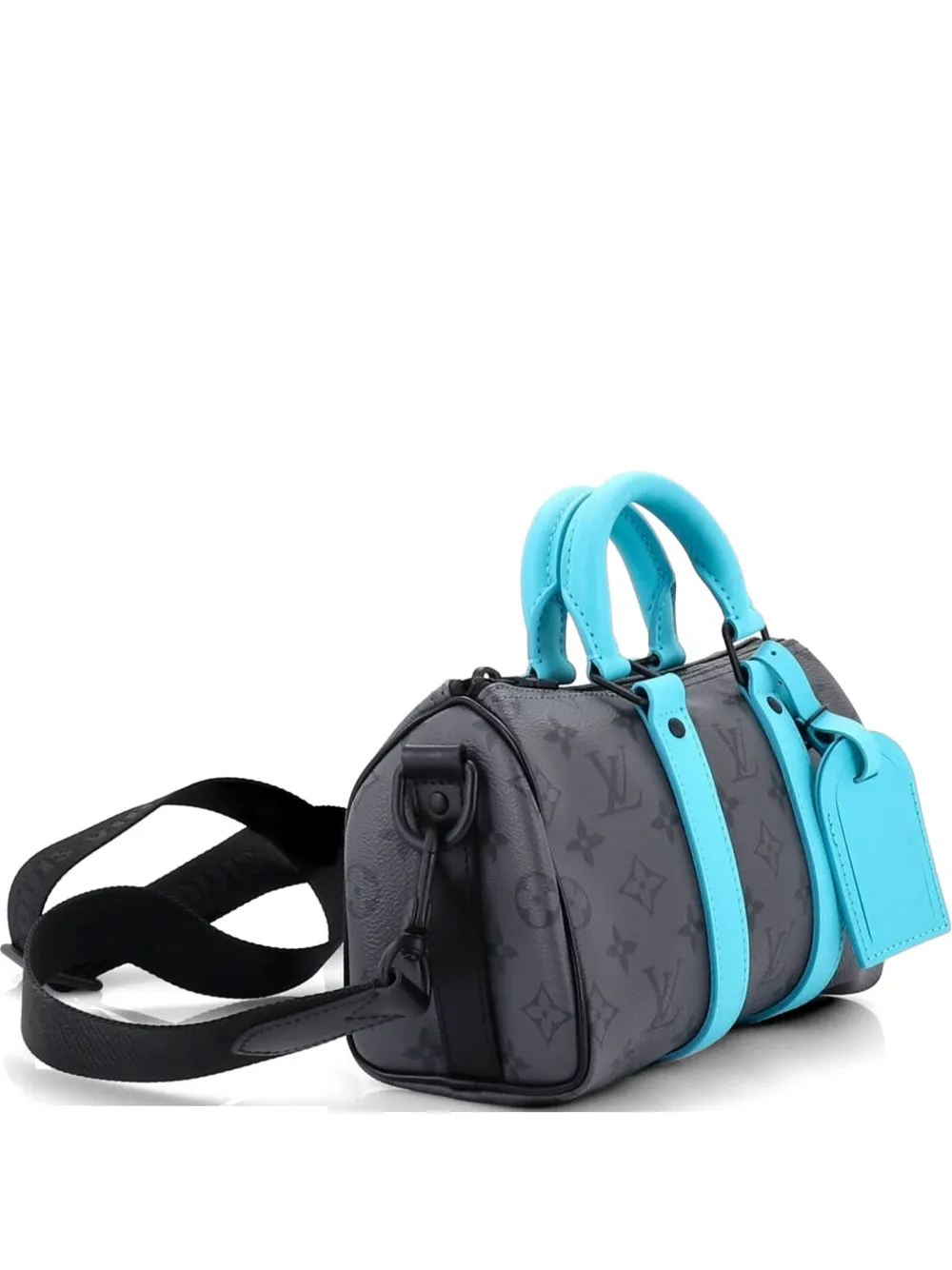 Pre-owned Louis Vuitton Keepall Bandouliere Bag Macassar Monogram Canvas With Leather 25 Shoulder Bag In Black