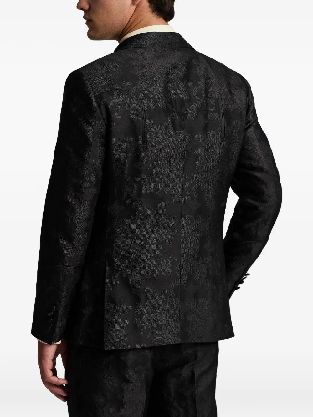 Ralph Lauren RRL Blazer met puntige revers en bloemen-jacquard Zwart