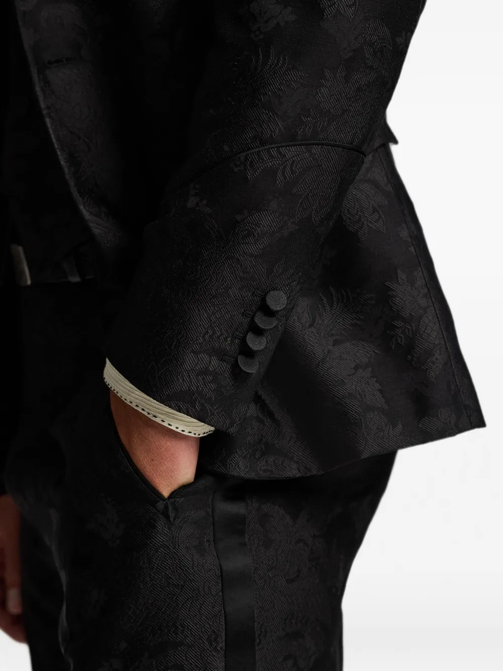 Ralph Lauren RRL Blazer met puntige revers en bloemen-jacquard Zwart
