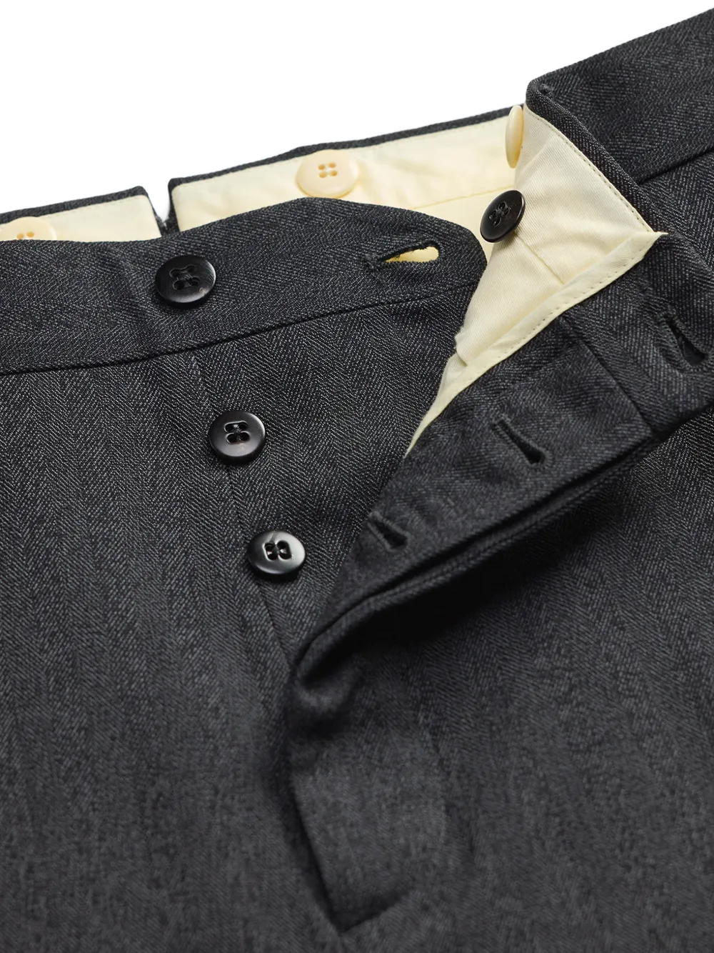 Ralph Lauren RRL Broek met visgraat patroon en knopen Grijs