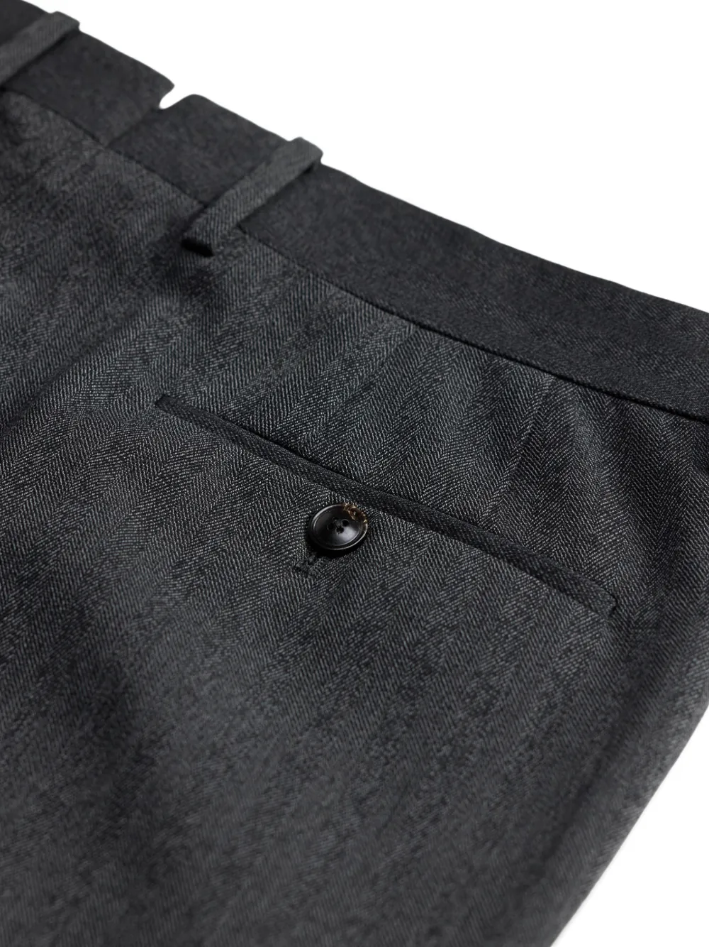 Ralph Lauren RRL Broek met visgraat patroon en knopen Grijs