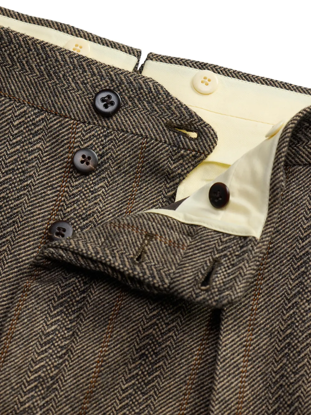 Ralph Lauren RRL Plooibroek met visgraatpatroon Bruin