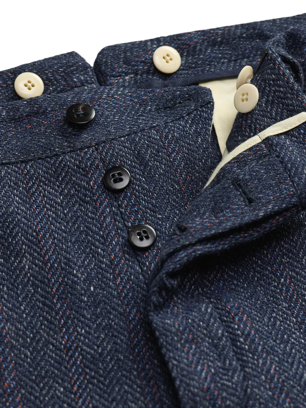 Ralph Lauren RRL Broek met visgraat patroon en gesmockte rug Blauw