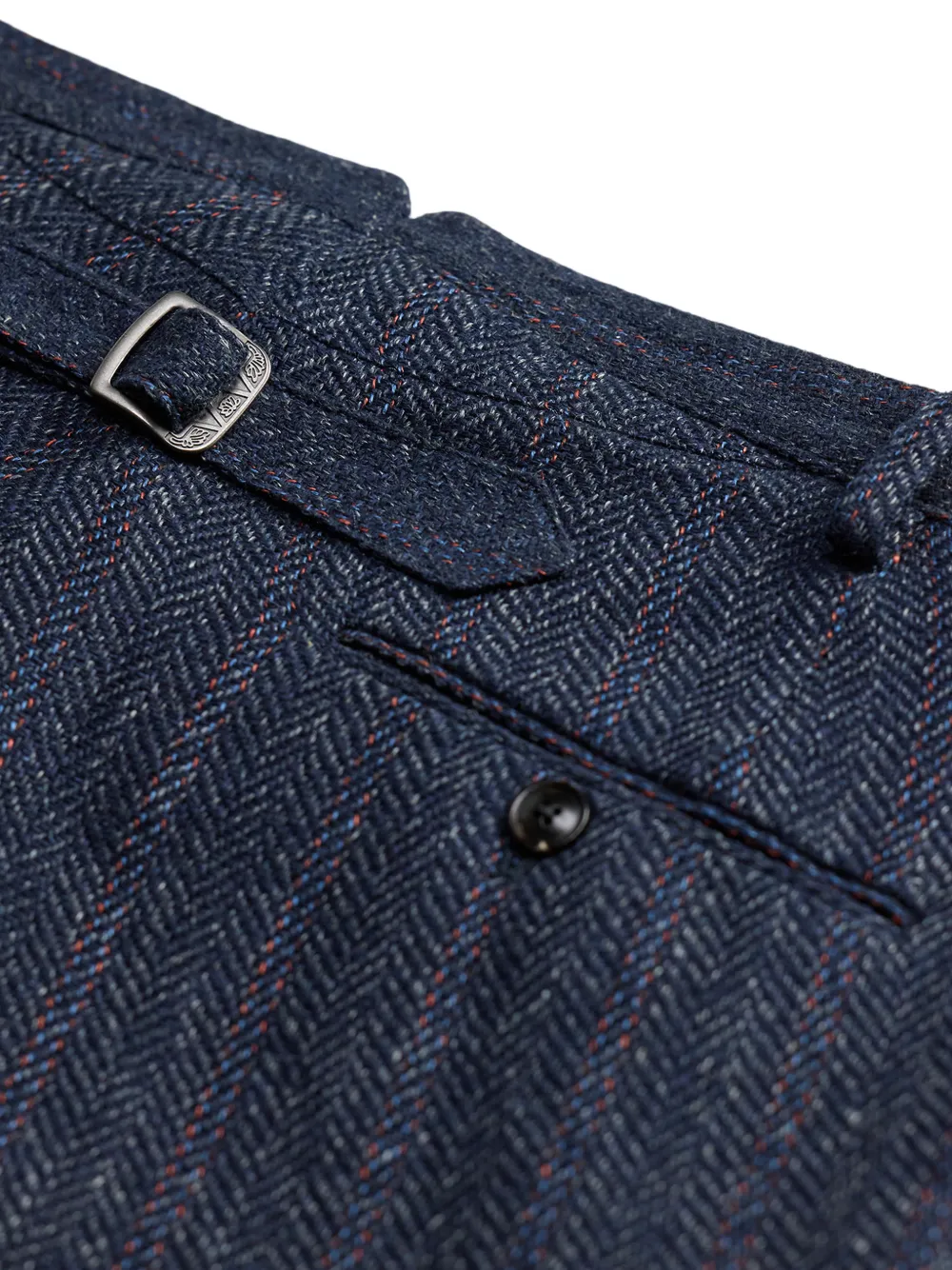 Ralph Lauren RRL Broek met visgraat patroon en gesmockte rug Blauw