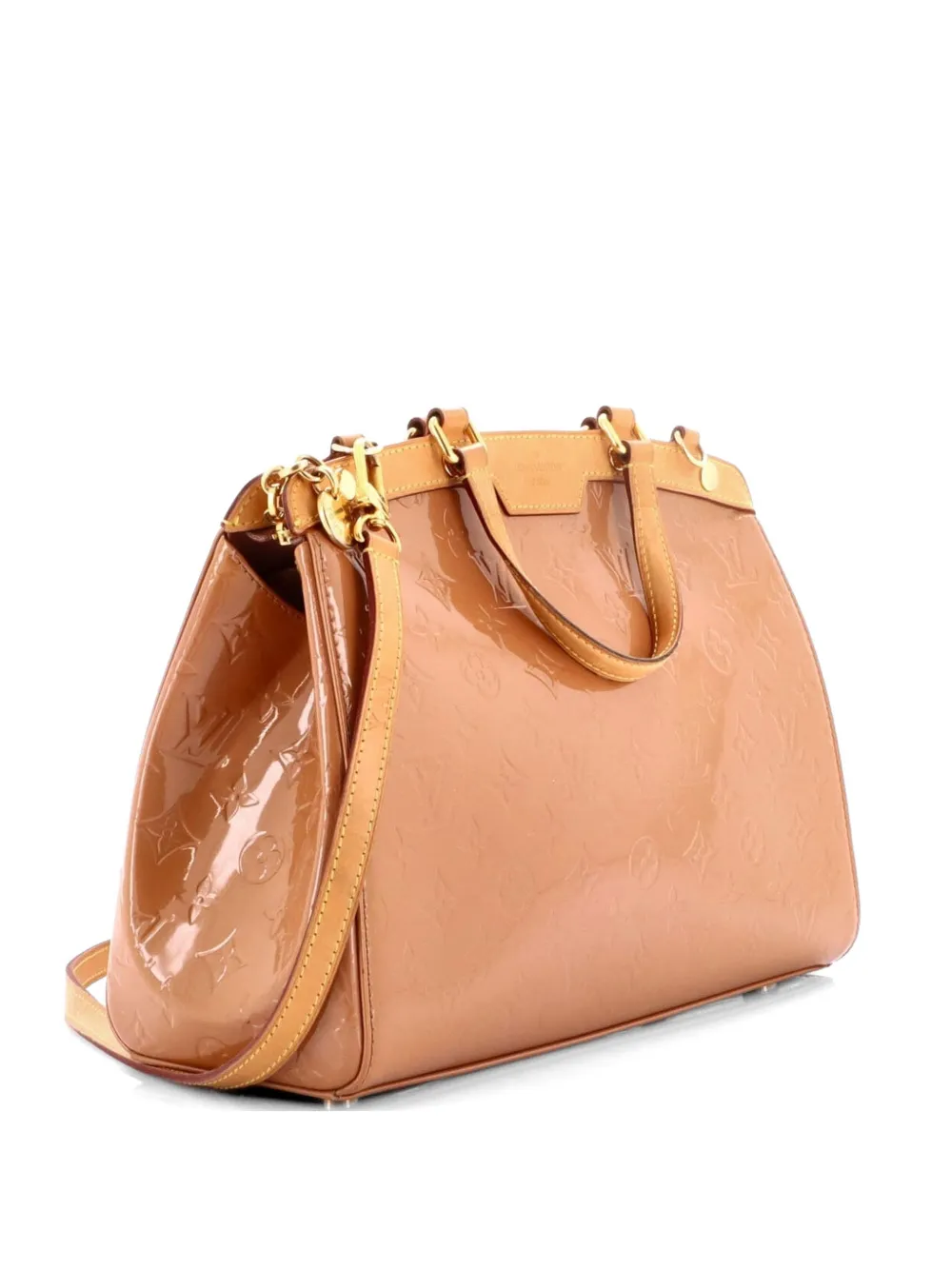 Pre-owned Louis Vuitton Brea Handbag Monogram Vernis Mm Satchel In Brown