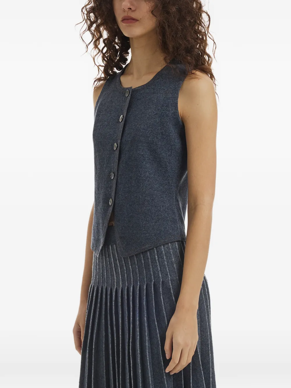 Crush Collection Chaleco Con Botones - Azul 