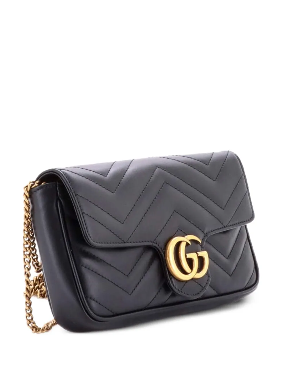 Gucci Pre-Owned GG Marmont Wallet on Chain Matelasse Leather Mini crossbody bag - Nero