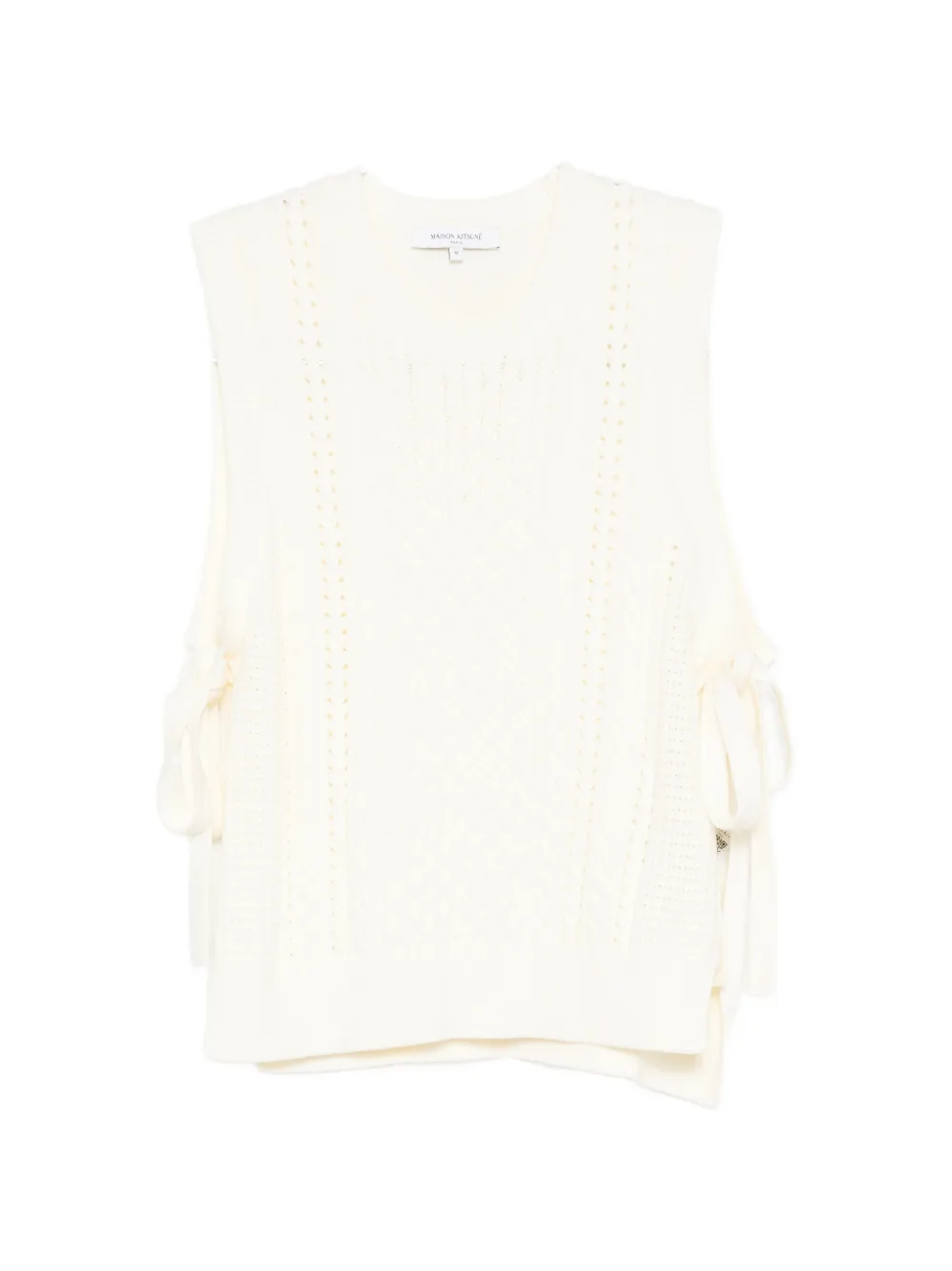 Maison Kitsuné cable-knit tie-side vest - Bianco