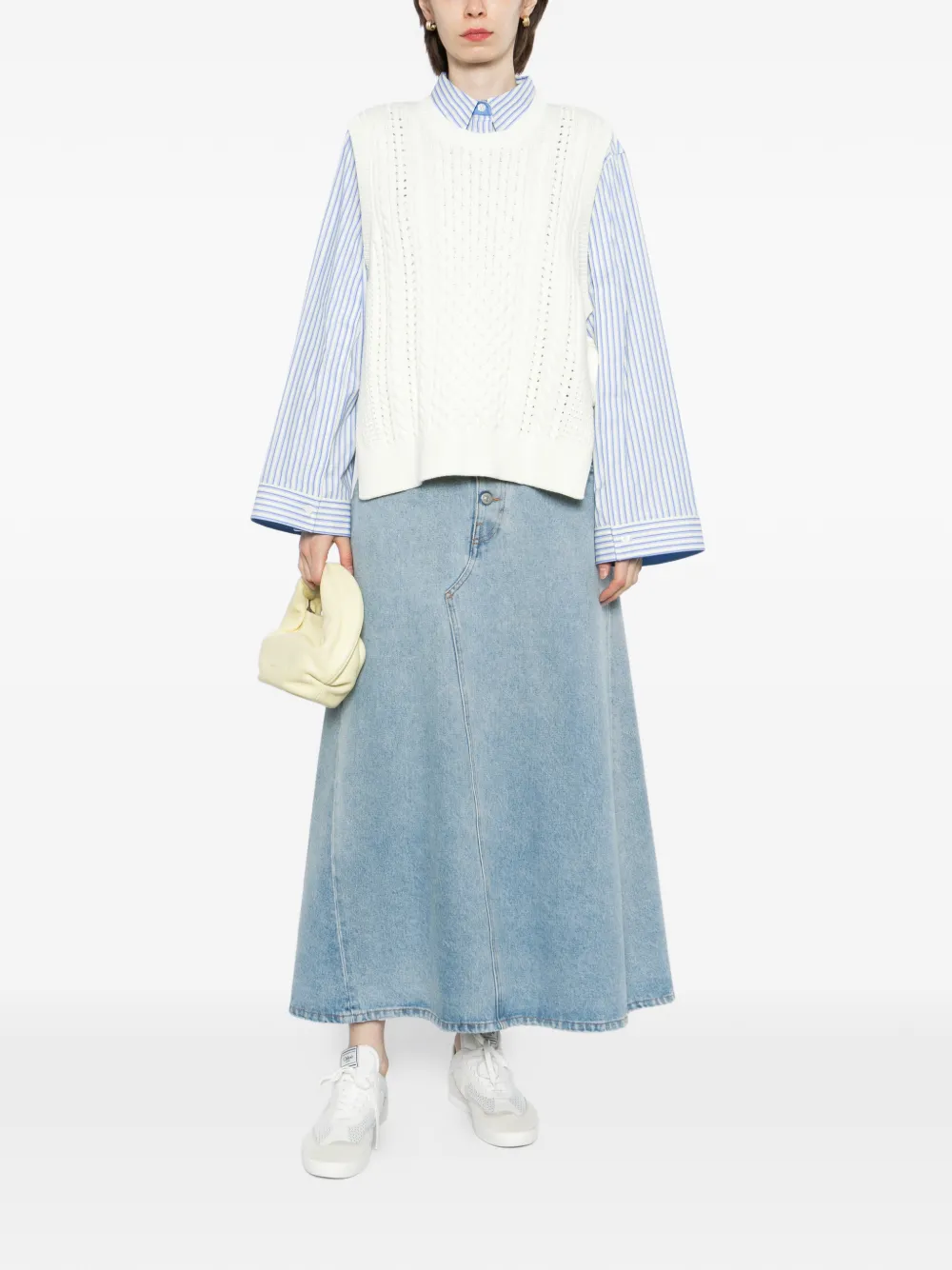 Maison Kitsuné Kabelgebreide spencer met gestrikte zijkant Wit