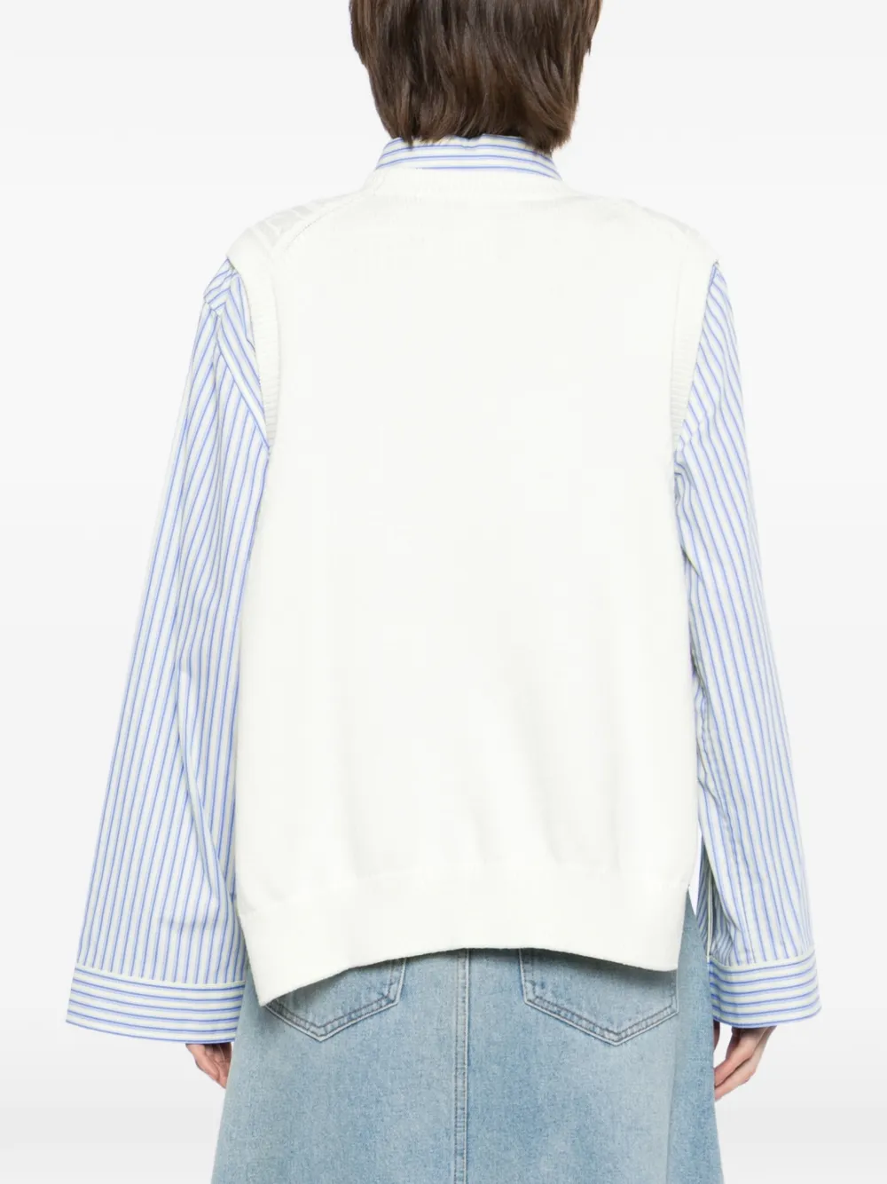 Maison Kitsuné Kabelgebreide spencer met gestrikte zijkant Wit