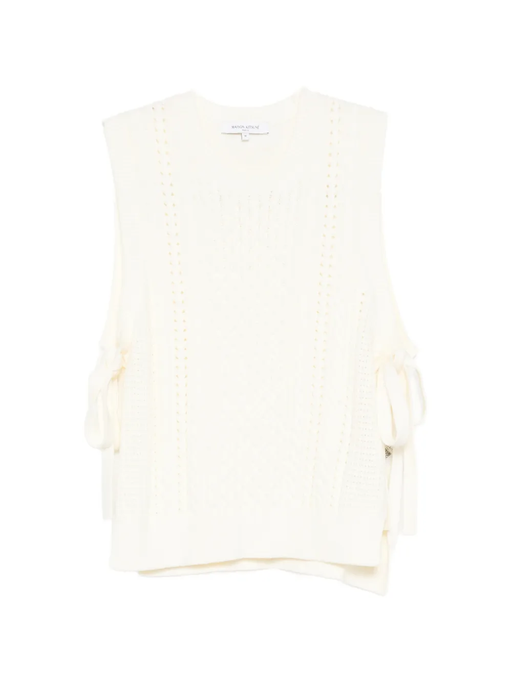 Maison Kitsuné cable-knit tie-side vest - Bianco