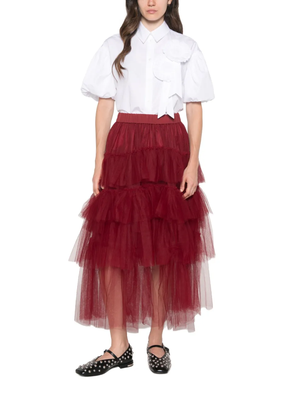 Simone Rocha Blouse verfraaid met rozet en pofmouwen Zwart