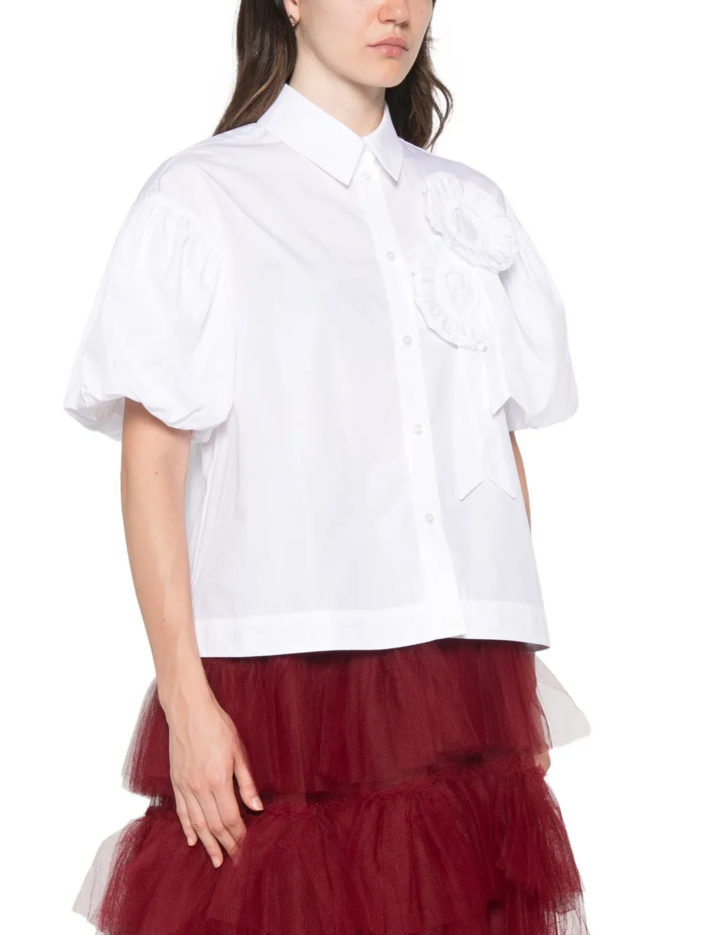 Simone Rocha Blouse verfraaid met rozet en pofmouwen Zwart