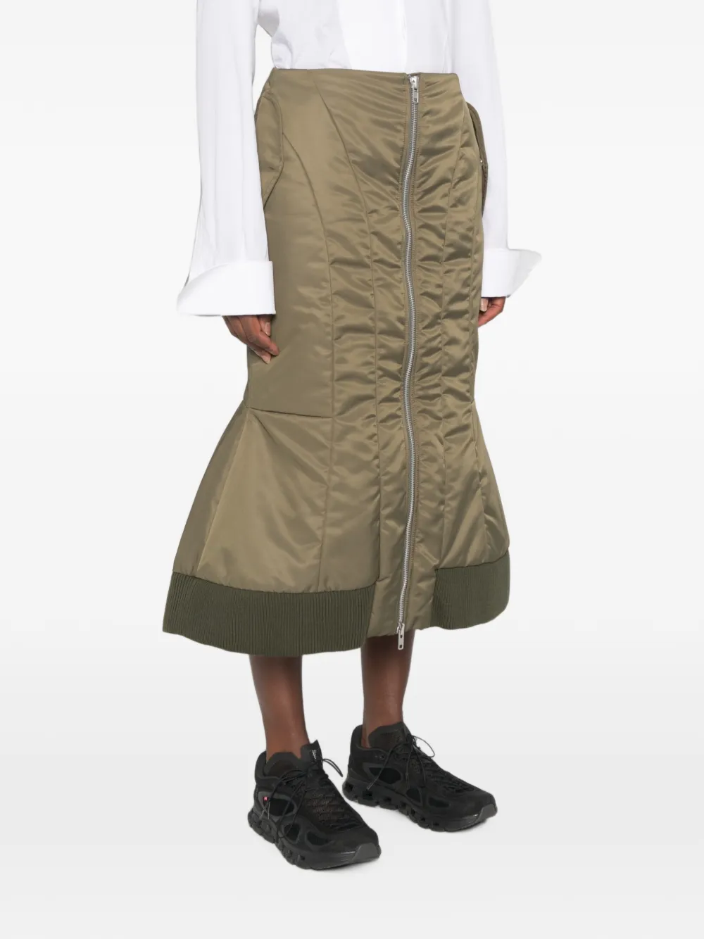 Simone Rocha Padded Midi Skirt in Green, view 3