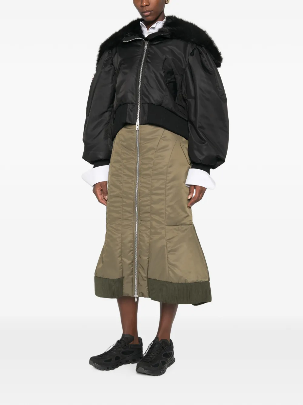 Simone Rocha Padded Midi Skirt in Green, view 2