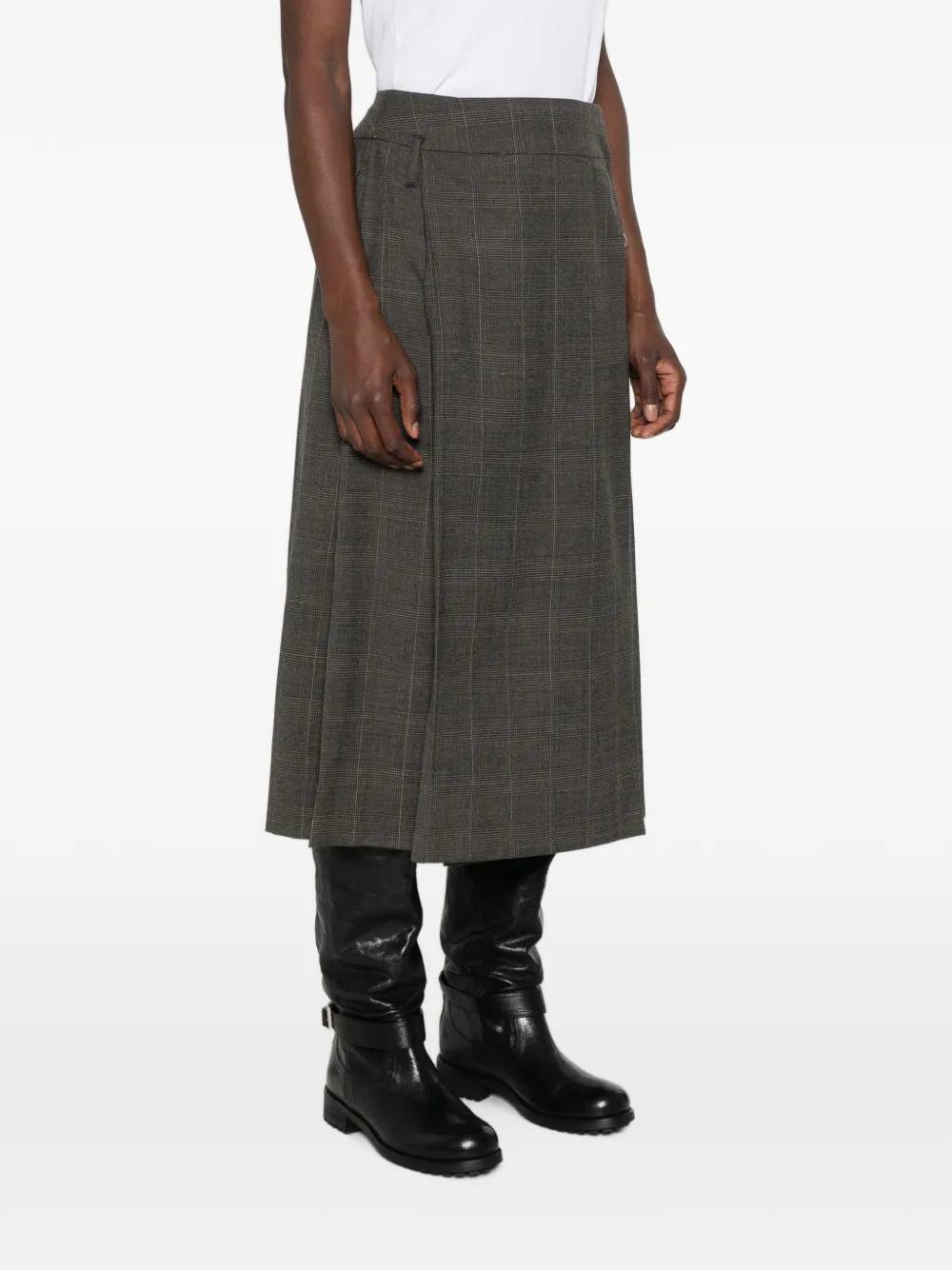 Simone Rocha Prince of Wales Check Pleated Skirt in Grey, view 3