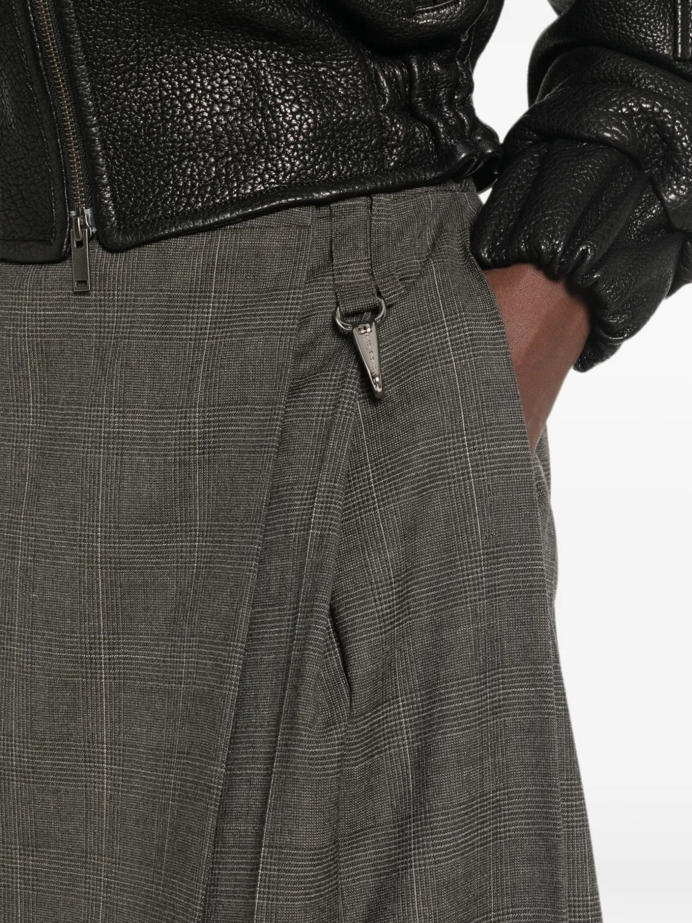Simone Rocha Prince of Wales Check Pleated Skirt in Grey, view 5