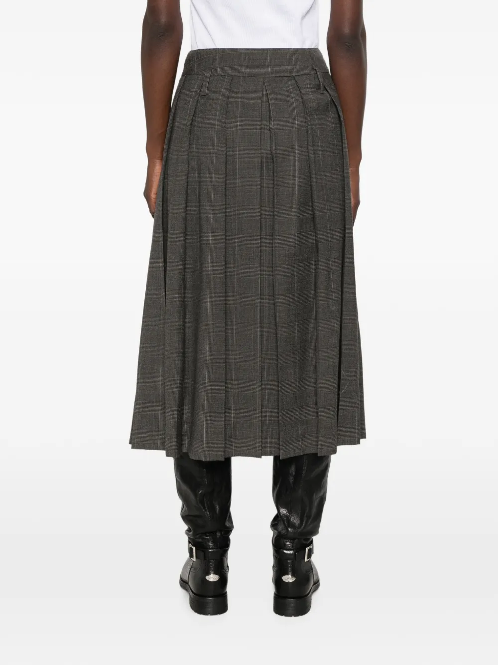Simone Rocha Prince of Wales Check Pleated Skirt in Grey, view 4