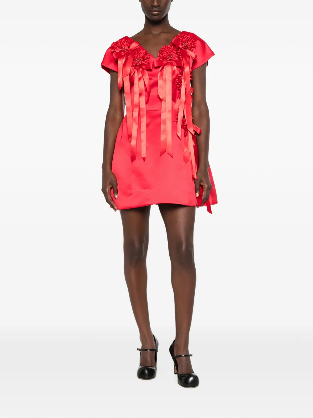 Simone Rocha Mini-jurk met rozet-detail en ruches Rood