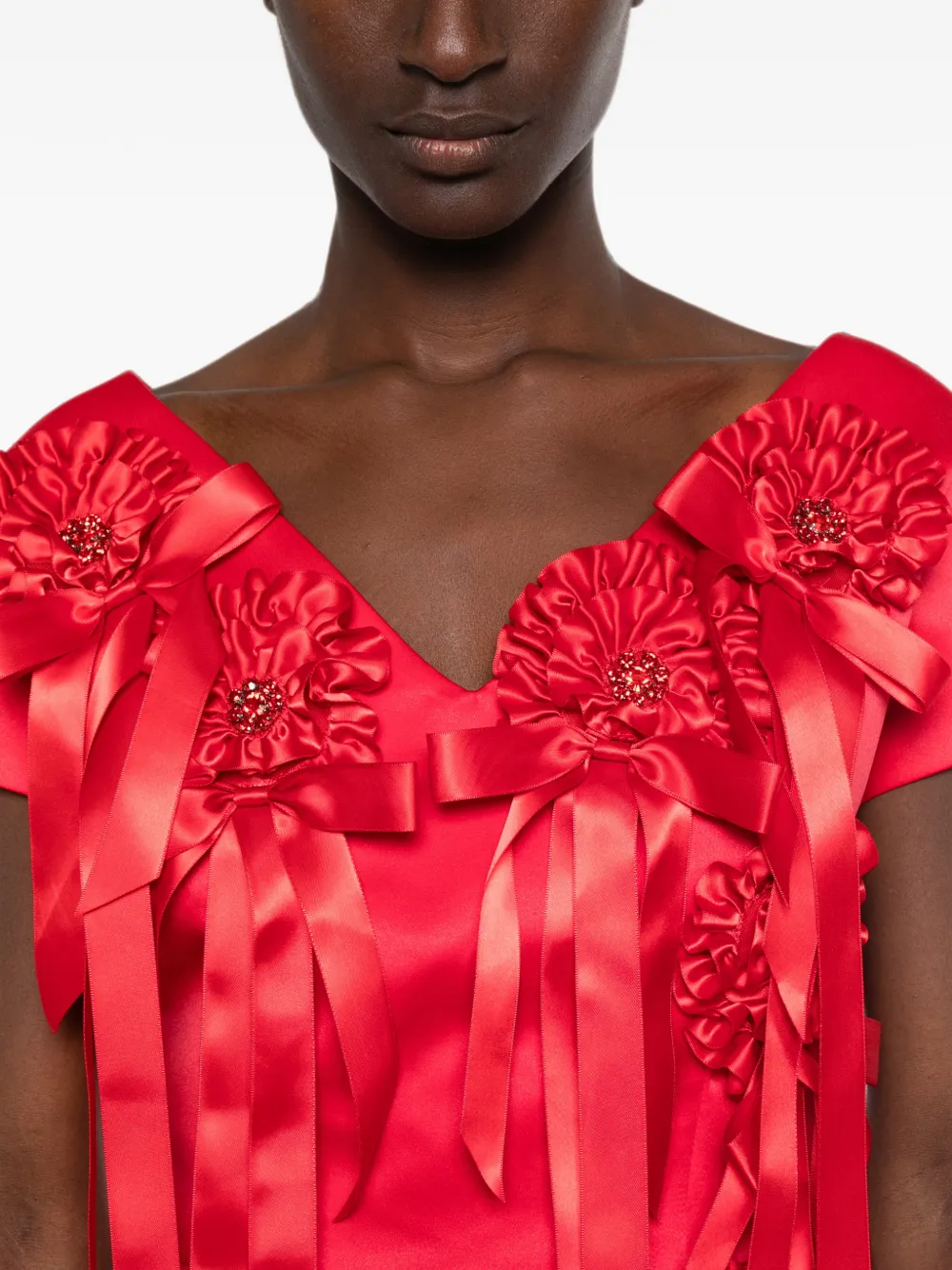 Simone Rocha Mini-jurk met rozet-detail en ruches Rood