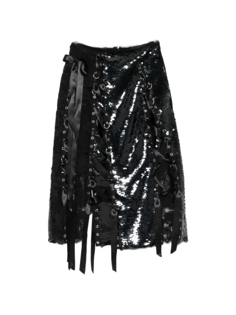 Simone Rocha sequin-embellished lace-patchwork midi skirt