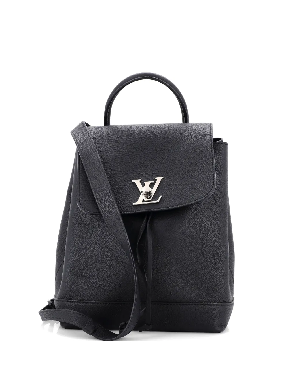 Pre-owned Louis Vuitton Lockme Leather Backpack In Black