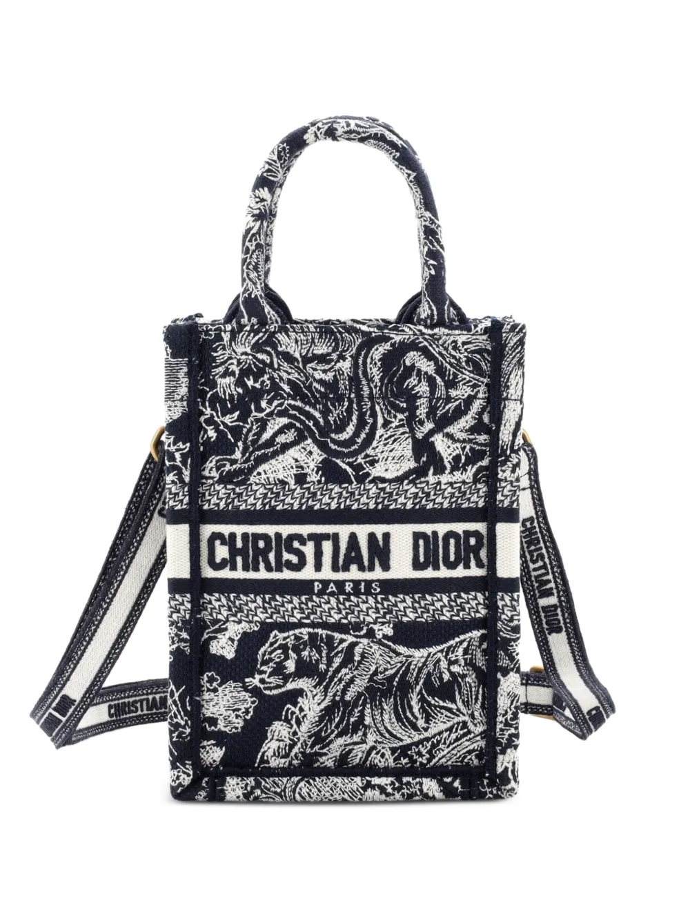 Christian Dior Pre-Owned Book Tote Phone Bag Embroidered Canvas Mini crossbody bag - Blu