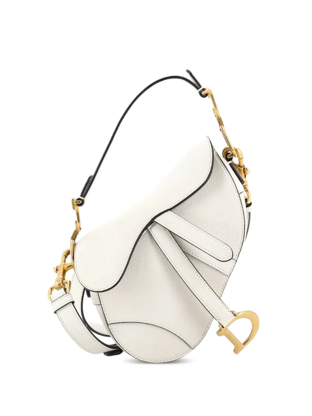 Christian Dior Pre-Owned Borsa a spalla Saddle mini in pelle con tracolla - Bianco