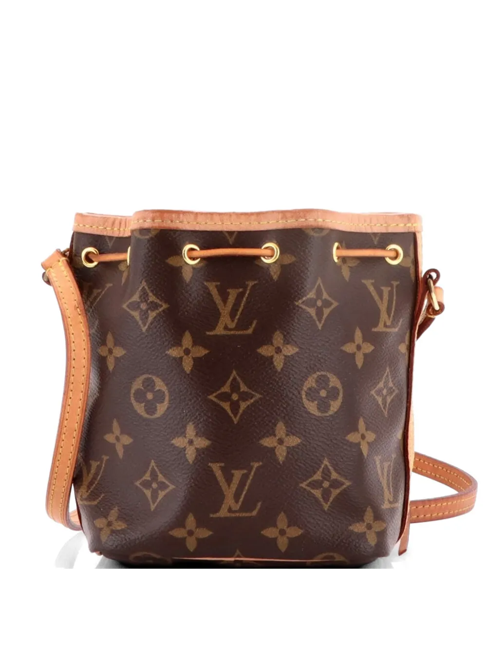 Pre-owned Louis Vuitton Noe Handbag Monogram Canvas Nano Bucket Bag In Brown