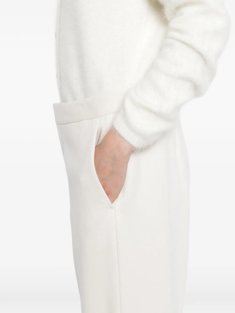 James Perse Geborstelde gebreide broek Beige