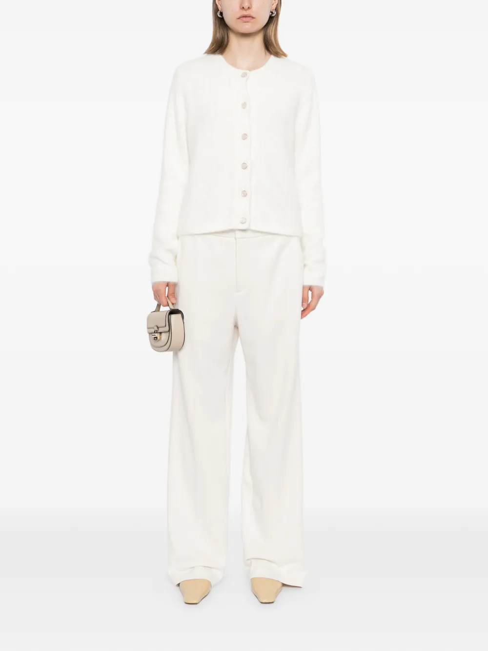 James Perse Geborstelde gebreide broek Beige