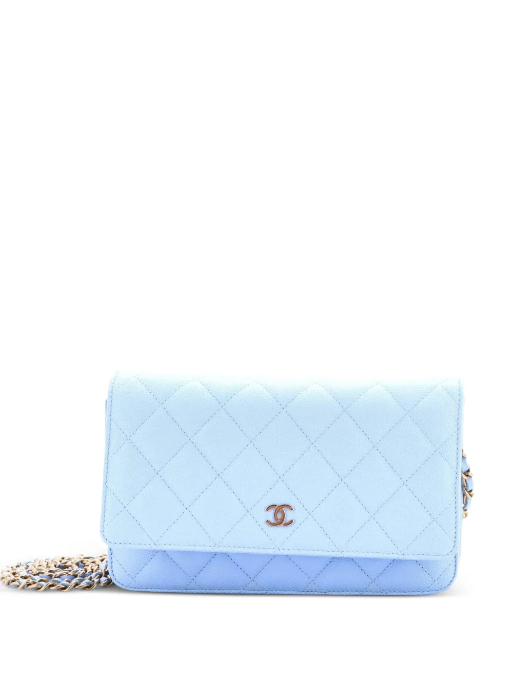 CHANEL Pre-Owned Wallet on Chain Quilted Caviar crossbody bag - Blu