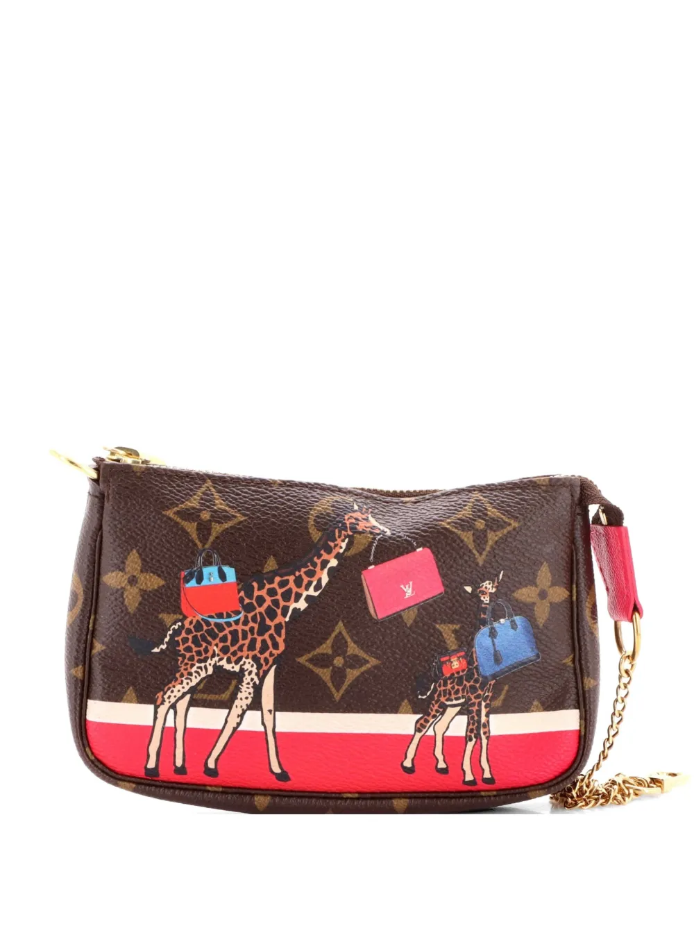 Pre-owned Louis Vuitton Pochette Accessoires Limited Edition Christmas Animation Monogram Canvas Mini Shoulder Bag In Brown