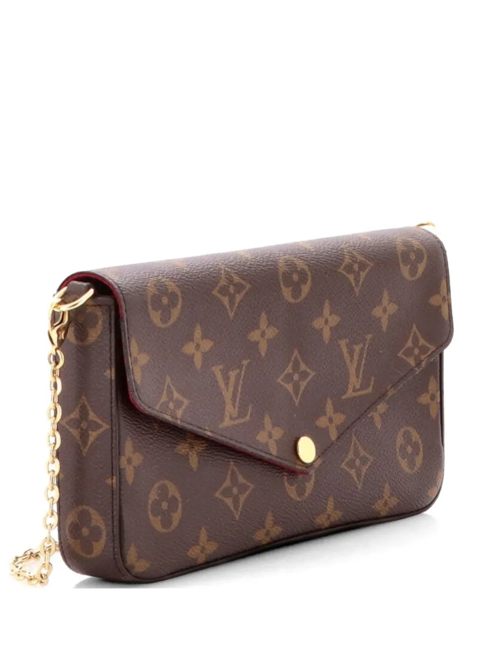 Pre-owned Louis Vuitton Felicie Pochette Monogram Canvas Crossbody Bag In Brown