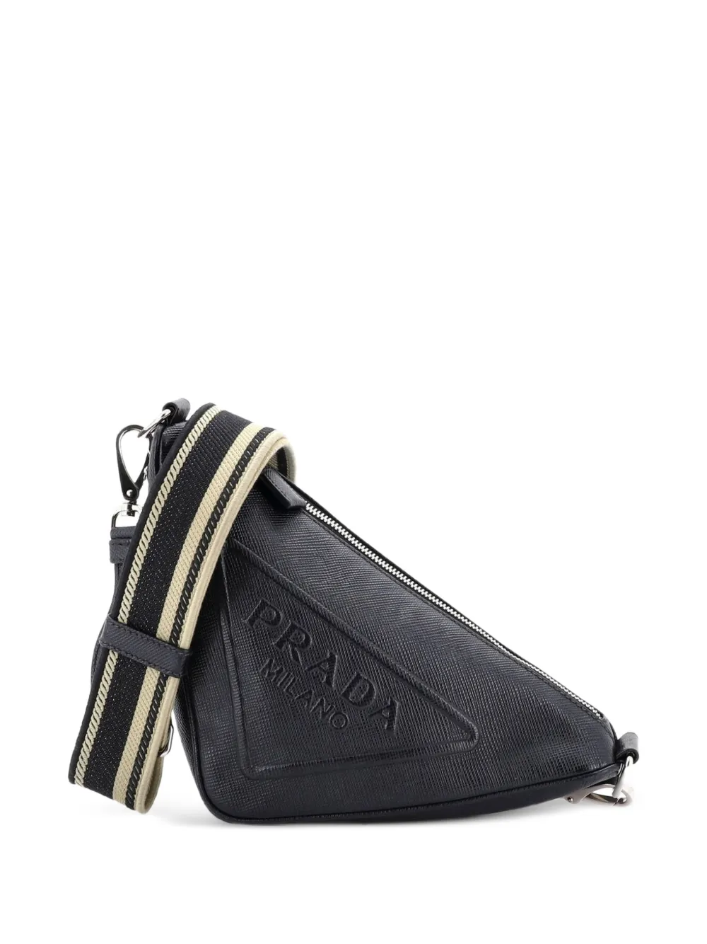 Prada Pre-Owned Triangle Logo Zip Saffiano Leather Small crossbody bag - Black