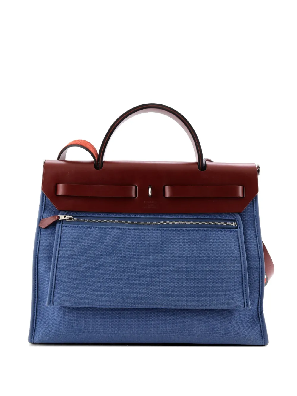 Hermès Pre-Owned Herbag Zip Leather and Toile 31 shoulder bag - Blu