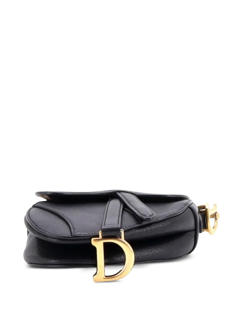 Dior Pre-owned Saddle Handbag Leather Micro Satchel in Black, view 4
