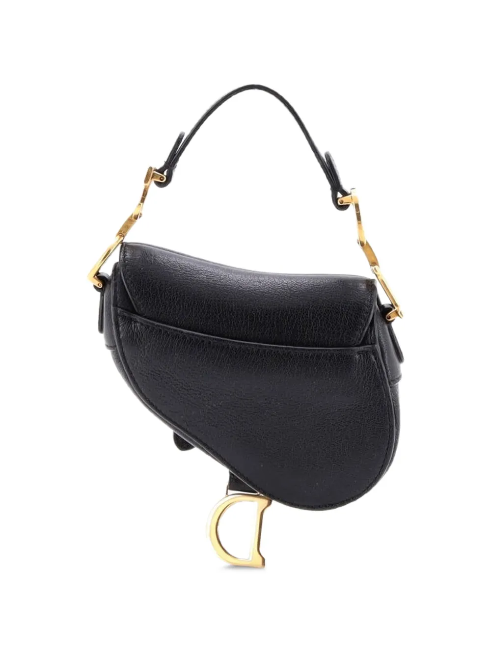 Dior Pre-owned Saddle Handbag Leather Micro Satchel in Black, view 2