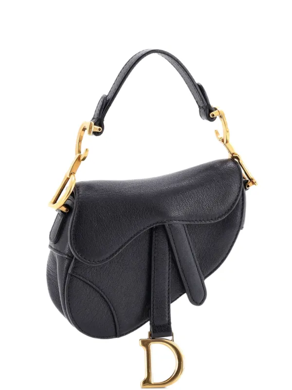 Dior Pre-owned Saddle Handbag Leather Micro Satchel in Black