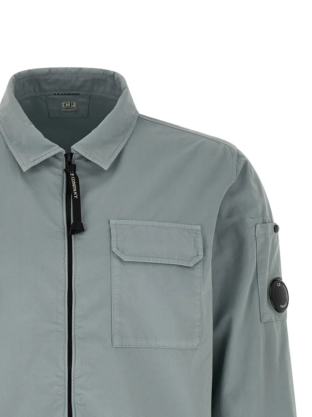 C.P. Company Lens shirtjack van biologische gabardine met rits Blauw