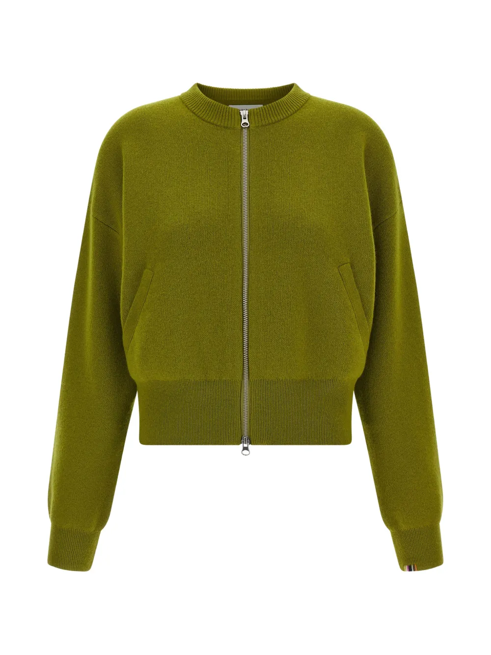extreme cashmere N°478 Xtra Fun zip crew neck cardigan - Verde