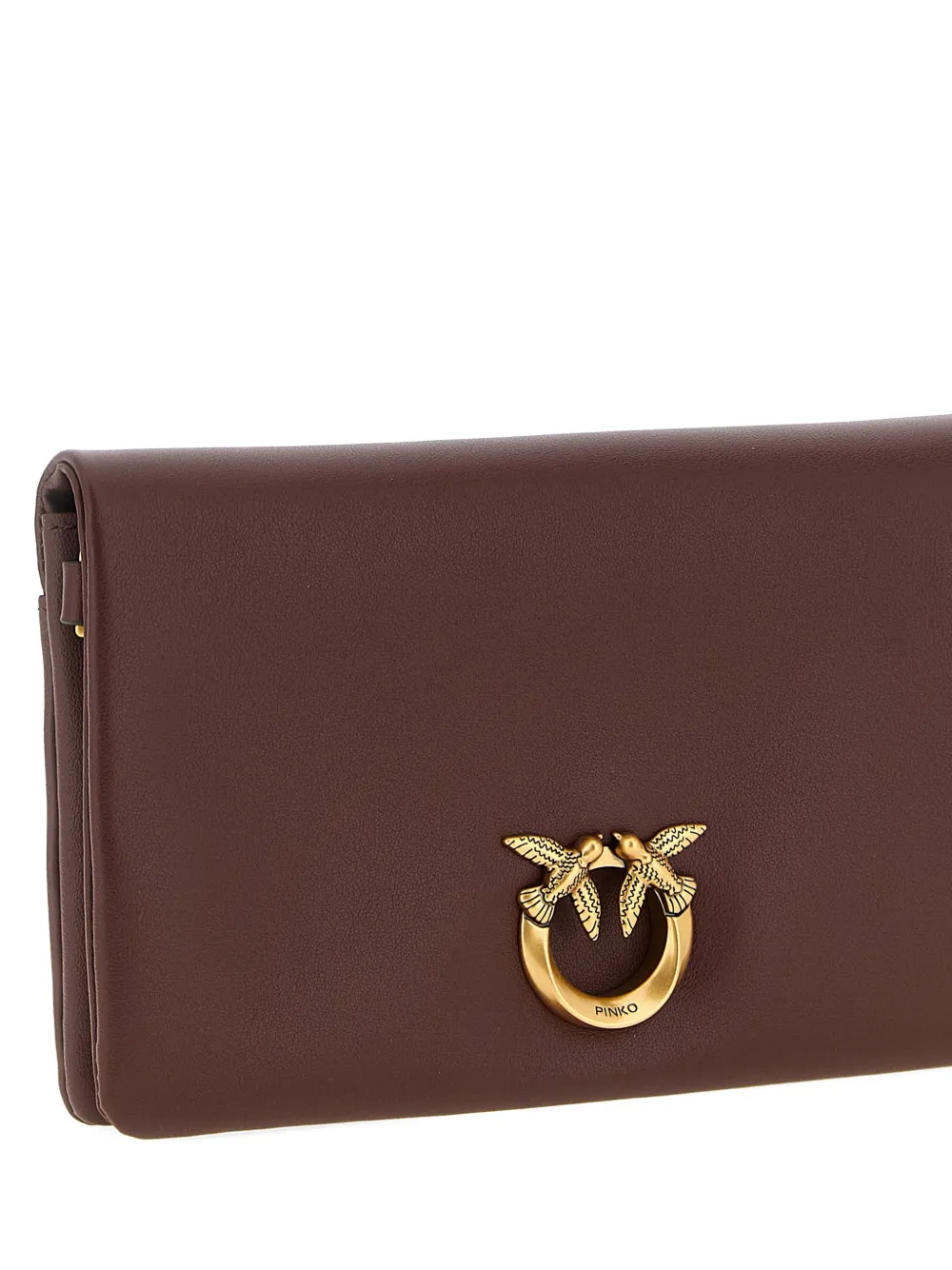 PINKO Love Click gewatteerde leren clutch Bruin