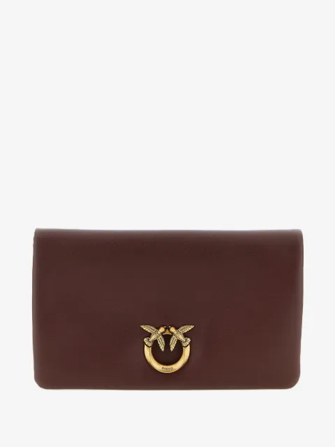 PINKO Love Click padded birds leather clutch bag