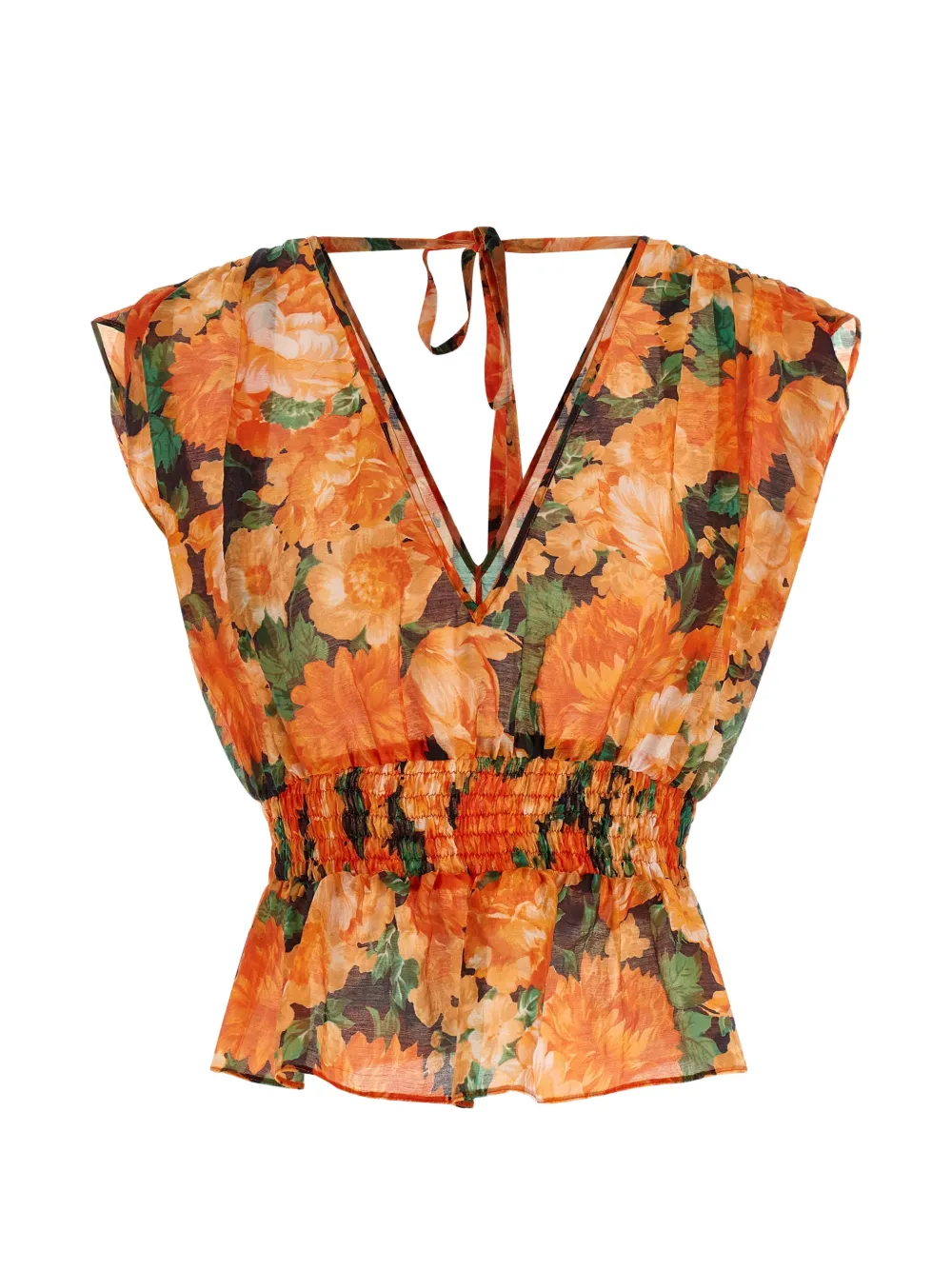PINKO botanical garden V-neck top - Arancione
