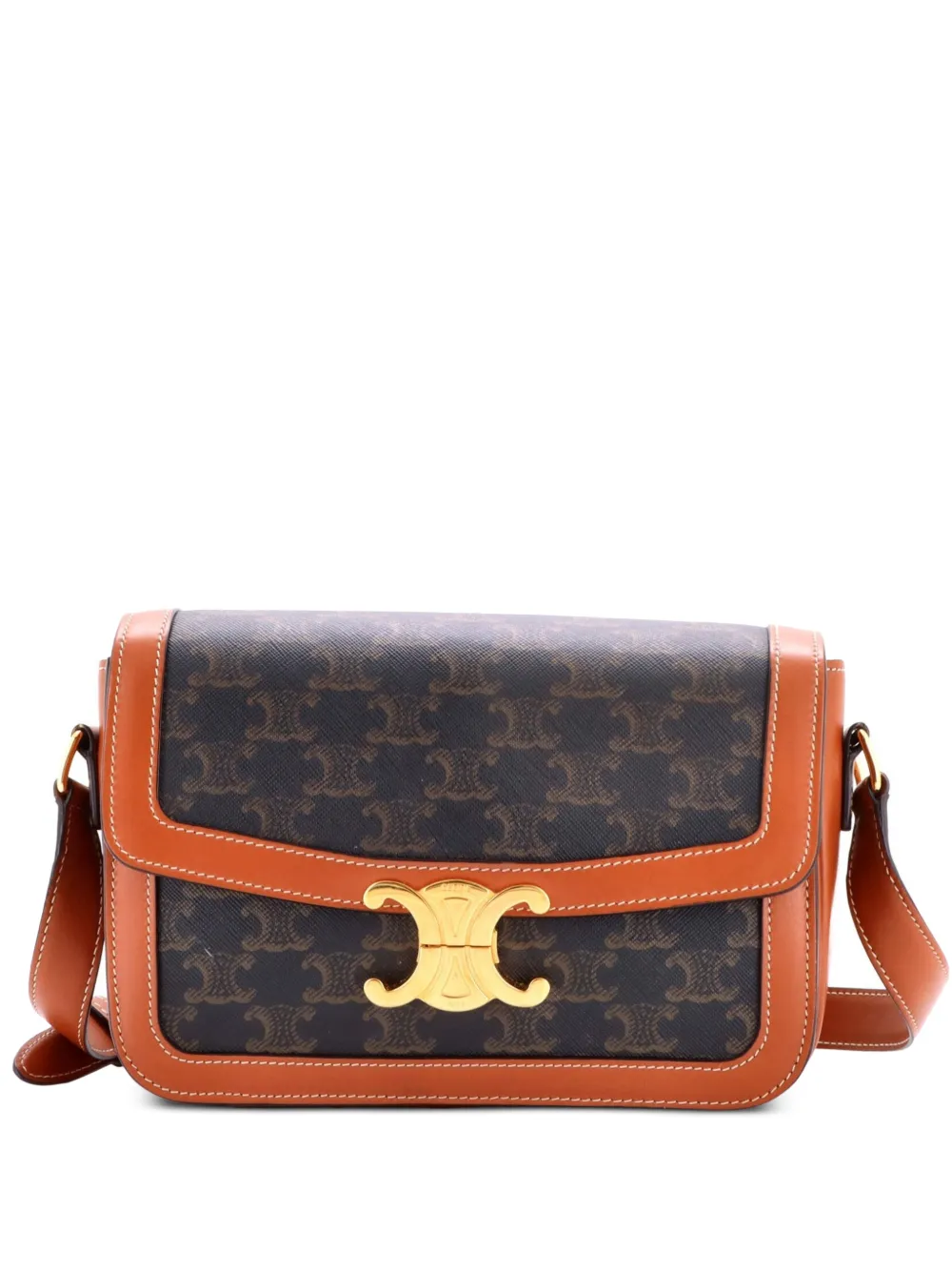 Celine Pre-Owned Triomphe Triomphe Coated Canvas Medium shoulder bag - Marrone