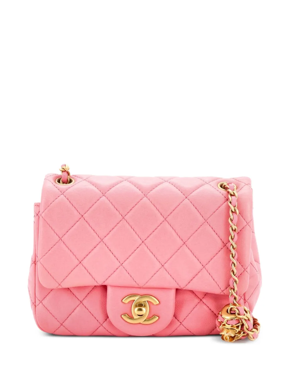CHANEL Pre-Owned Pearl Crush Square Flap Bag Quilted Lambskin Mini crossbody bag - Rosa